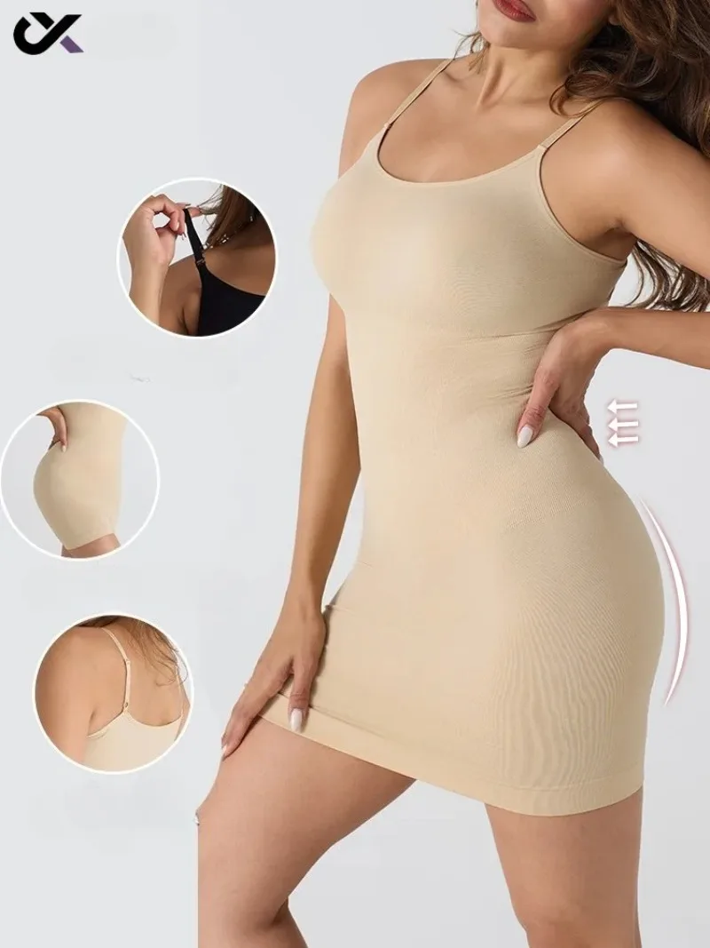 

Women's Seamless Solid Color Yoga Dress - Tummy Control Plus Size Bodycon Dress, Sexy Pure Style Shapewear for Workout & Fitness