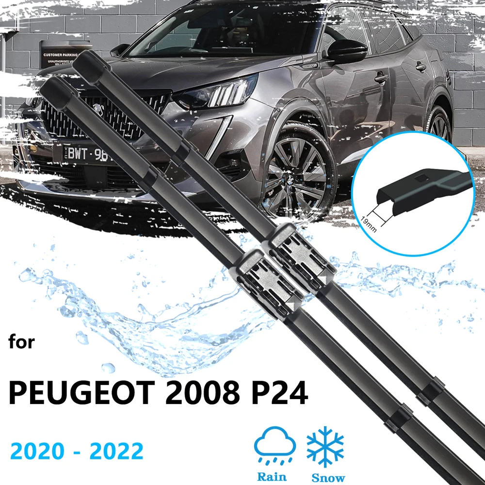 For Peugeot 2008 P24 2020 2021 2022 Frameless Wiper Blades Cutter Windscreen Windshield Cleaning Replacement Accessory 24\