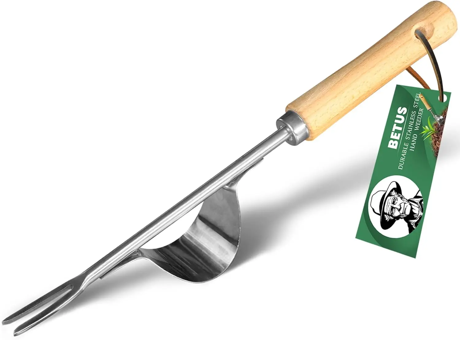 Manual Hand Weeder - Bend-Proof Leverage Base for Super Easy Weed Removal & Deeper Digging - Sturdy Chrome Plated Steel - Compac