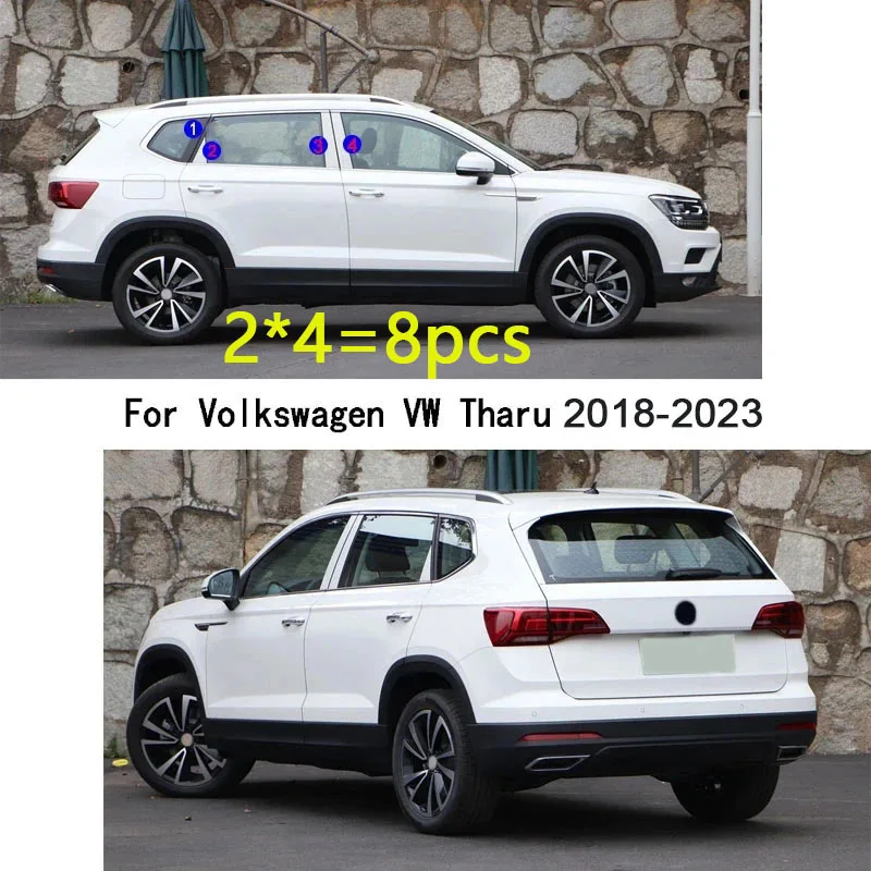 For Volkswagen VW Tharu 2018 2019 2020 2021-2023 Car PC Material Pillar Post Cover Door Trim Window Molding Sticker Plate 8pcs