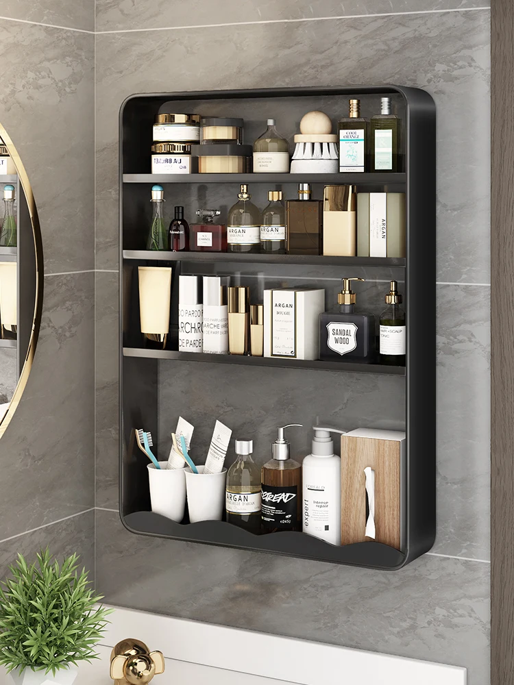

Perforation-free bathroom cosmetic rack bathroom wall-mounted hand washing storage rack