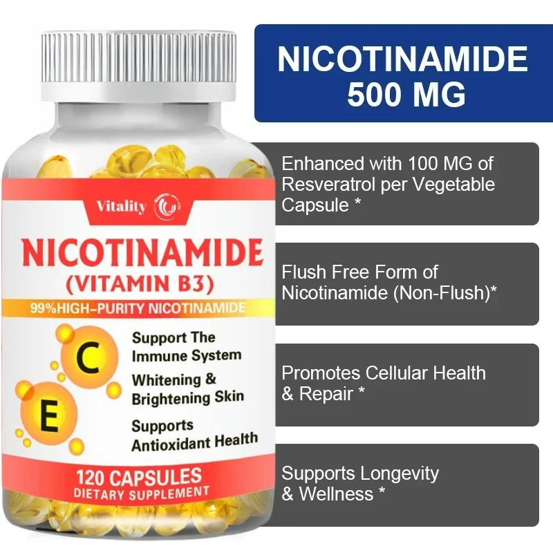 Vitality Vitamin B3 Nicotinamide Capsules Easily Absorbed Vitamin supplement Capsules Beauty Health Skin Care Capsules