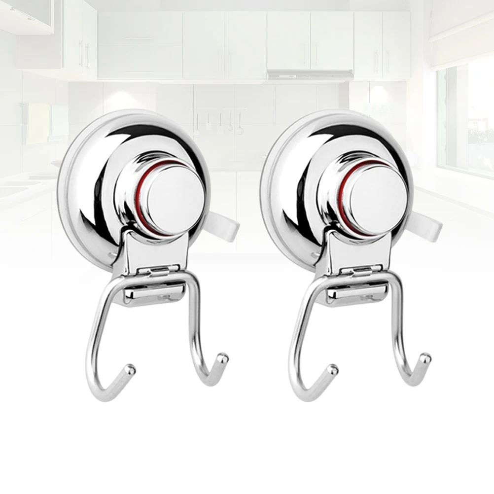 

Suction Cup Double Hooks Stainless Steel Seamless Holder for Wall Bathroom Kitchen Non Porous Surface Heavy Duty Towel Robe