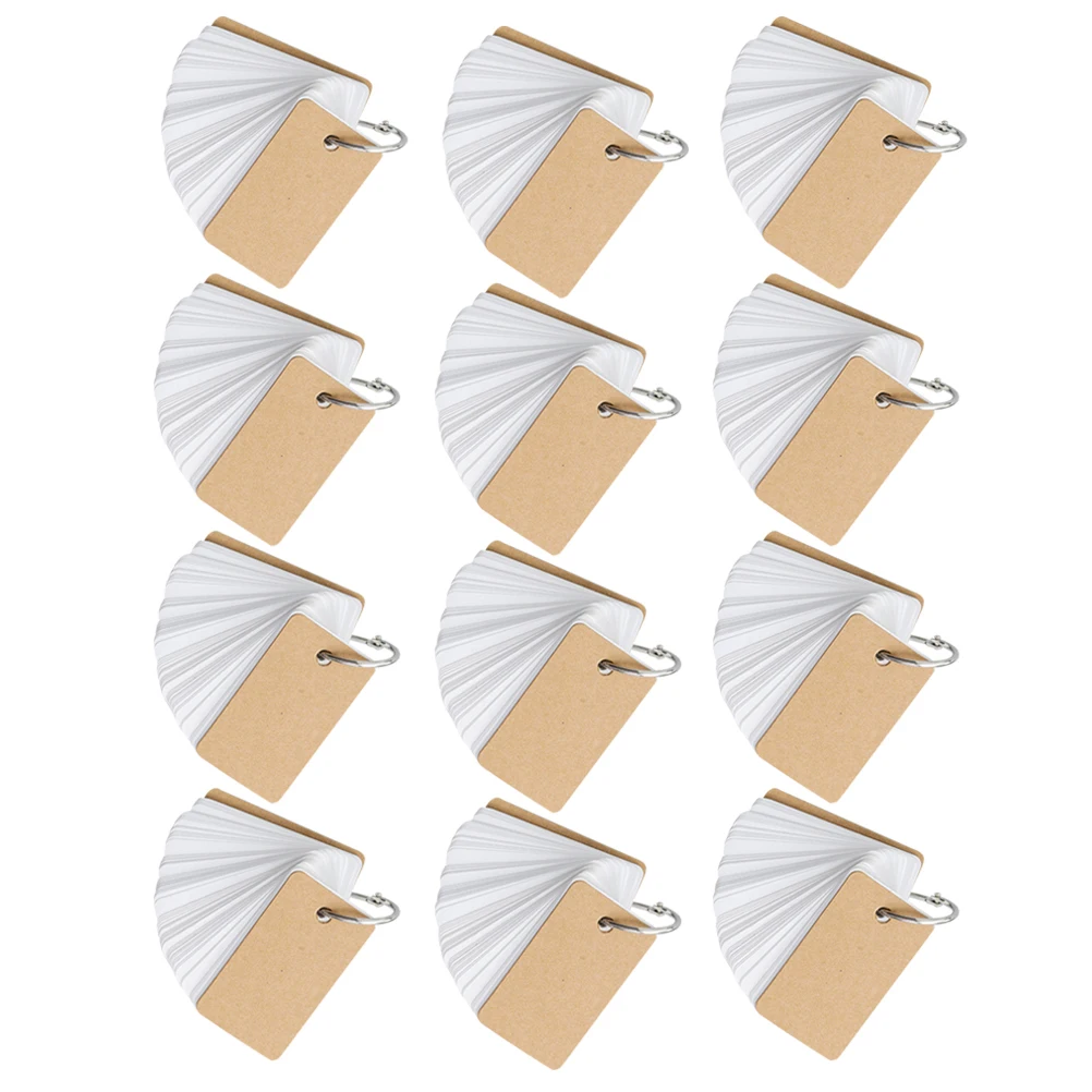 

12 pcs Coil Loose Leaf Book Portable Notepads Ring Memo Cards Blank Vocabulary Notes Refillable Paper Office Student Use