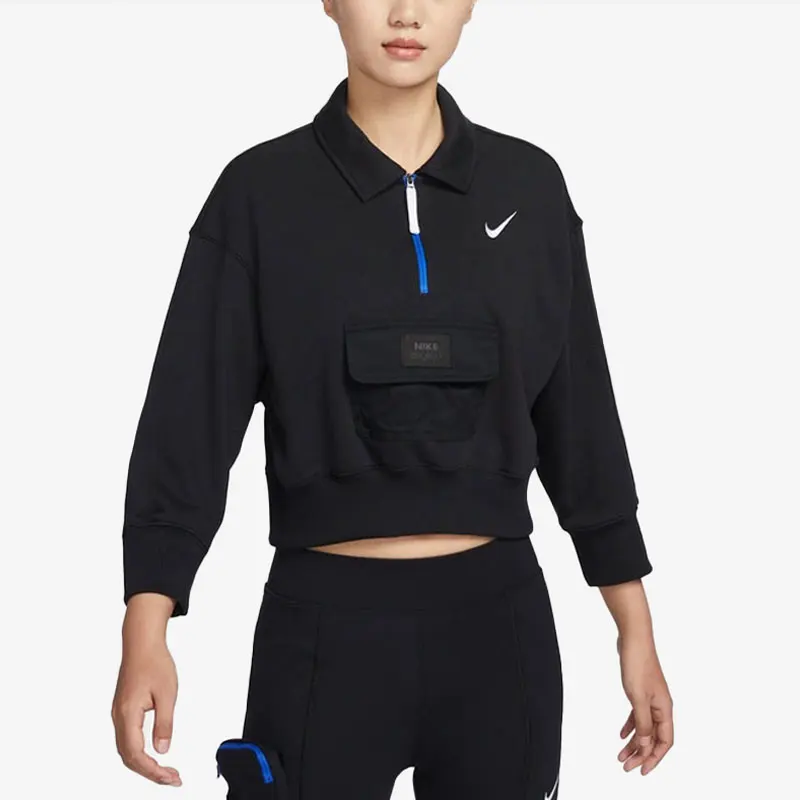 

Оригинальный женский топ с лацканами Nike в стиле оверсайз, французский стиль, с петельчатой отделкой, DV8021-010