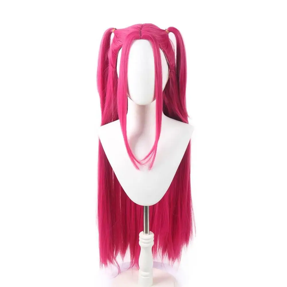 33,5-inch Paarse Lange Vlecht Met Zijpaardenstaart Geïntegreerde Tijger Mond Klem Kinderpruik Halloween Kostuum Partij Anime Cosplay