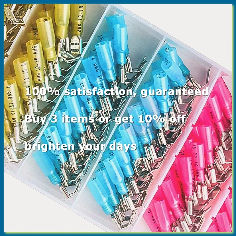 140PCS 22-16/16-14/12-10 AWG Heat Shrink Piggy Back Spade Quick Splice Crimp Terminals Connectors Assortment Kit 3 Sizes