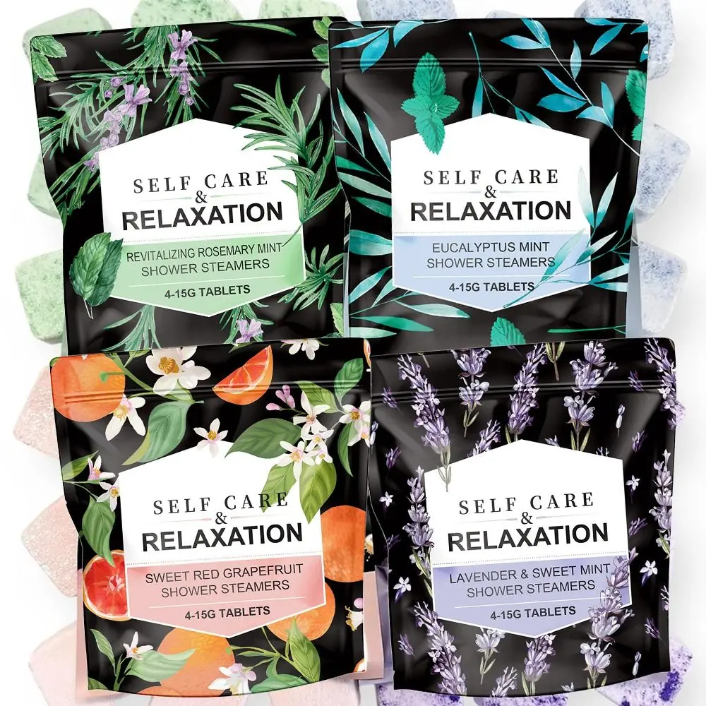 4 Tablets/Pack Self Care Relaxation Swear Shower Steamers Gift Set Stress Relief Moisturizing Shower Steamers