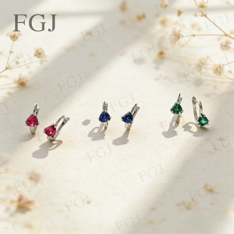 

Ruby Sapphire Colombia Earrings 925 Sterling Silver Trillion Cut Sparkling Jewelry For Women Wedding Gifts Wholesale Price