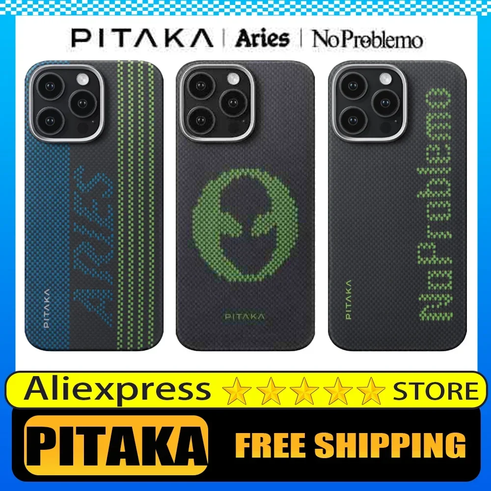 PITAKA Kevlar Carbon Fiber Phone Case For iPhone15 16 Pro Max Cover Magsafe Magnetic Wireless Charging For iPhone16 Fluorescent