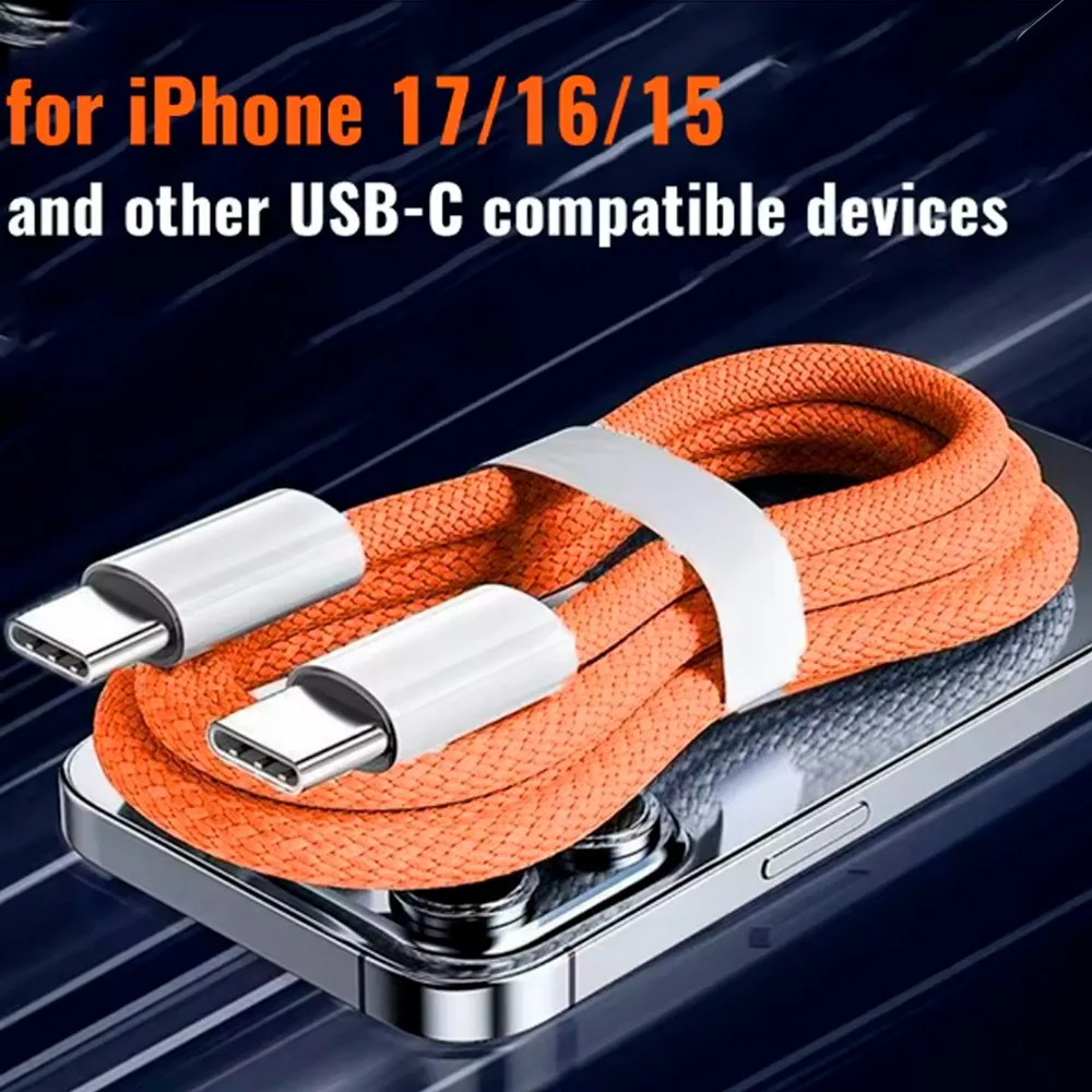 Apple iPhone 17 PRO MAX オレンジ 充電ケーブル付き iPhone 17 Pro Max Air Orange用60W Type-C to Type-C急速充電ケーブル