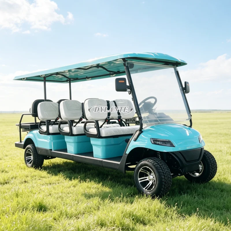 Golf Cart 8 Person Electric Vehicle Lithium Battery Power Adjustable Shock Absorber Alloy Wheel Hub Farm Transport 8 Seats Buggy