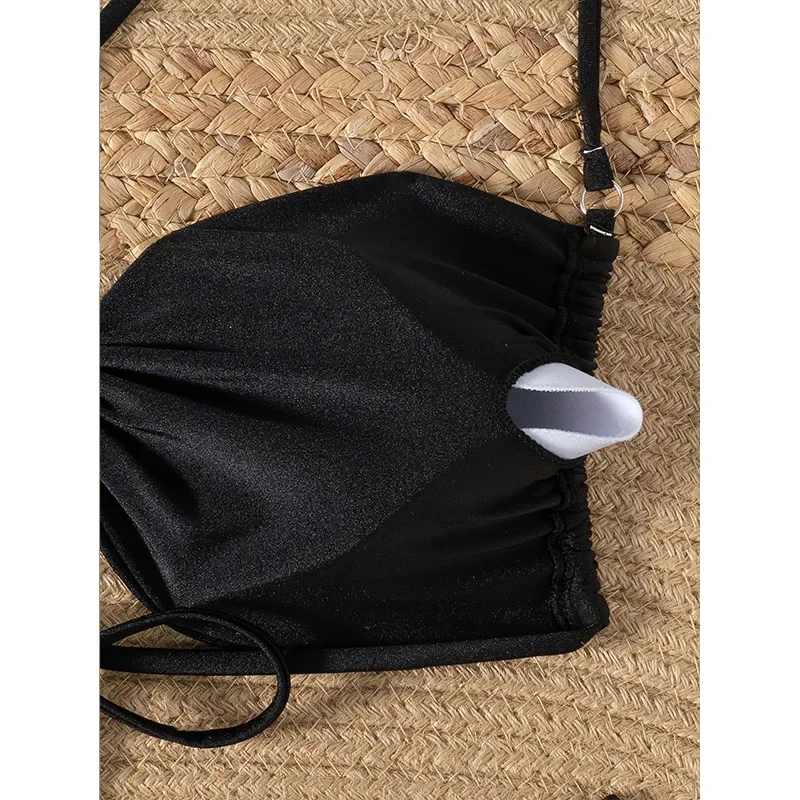 Sexy Black Twist Swimwear 2025 Micro Thong Bikinis Sets Women Two Pieces Swimsuits Backless Bathing Suit Bikini Bathers Biquinis