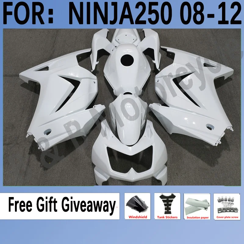 

New ABS Injection Mold Fairings Fit for Kawasaki Ninja250 2008-2012 EX250 ZX250R 08 09 10 11 12 Bodywork Fairings White