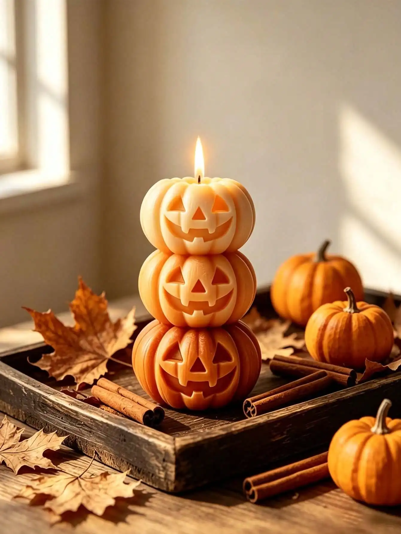 1pc Halloween 3-Layer Pumpkin Shaped Candle, Pumpkin Design - Scented - Smokeless, Long Lasting Fragrance, Suitable For Home Decor, Perfect For Bedroom Environment And DIY Gifts. Suitable For Home Decor, Fireplace, Living Room,sh260721174917036172797
