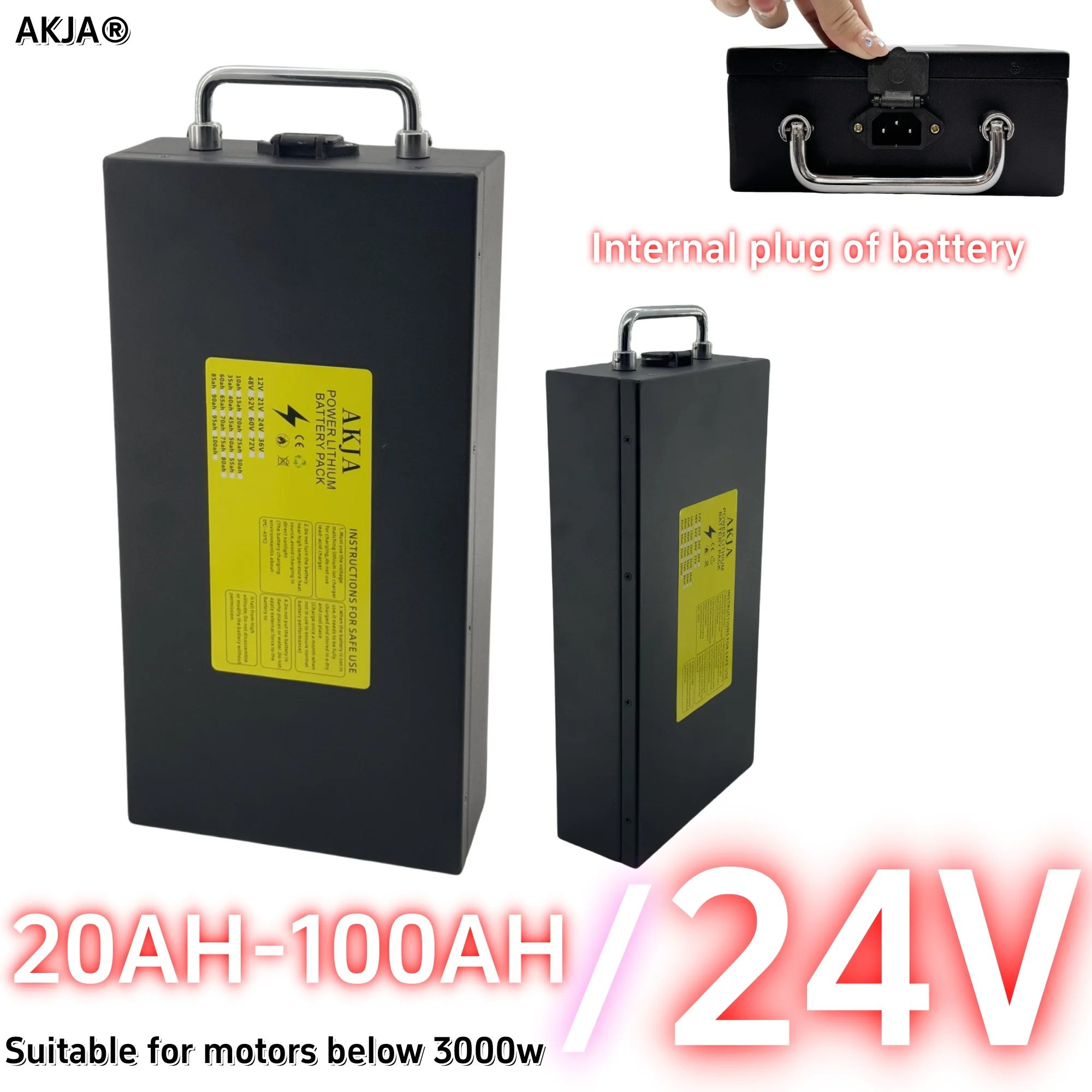 

Air fast transportation 24V100AH 18650 lithium battery Lithium battery pack，Suitable for motors below 3000W