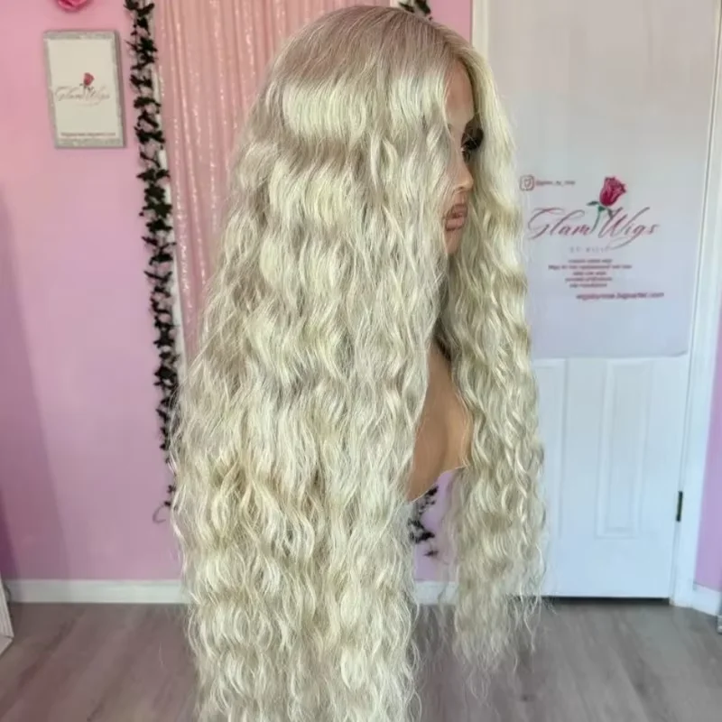 Natural Wave Highlight Blond 24Inch Natural HD Lace Wig for Women Pre-Plucked Transparent Lace Frontal Versatile Hair Wig