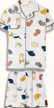 

Summer New Style Women's Pajamas Cute Cartoon Cardigan Short-sleeved Shorts Trousers Home Clothes Three-piece Set