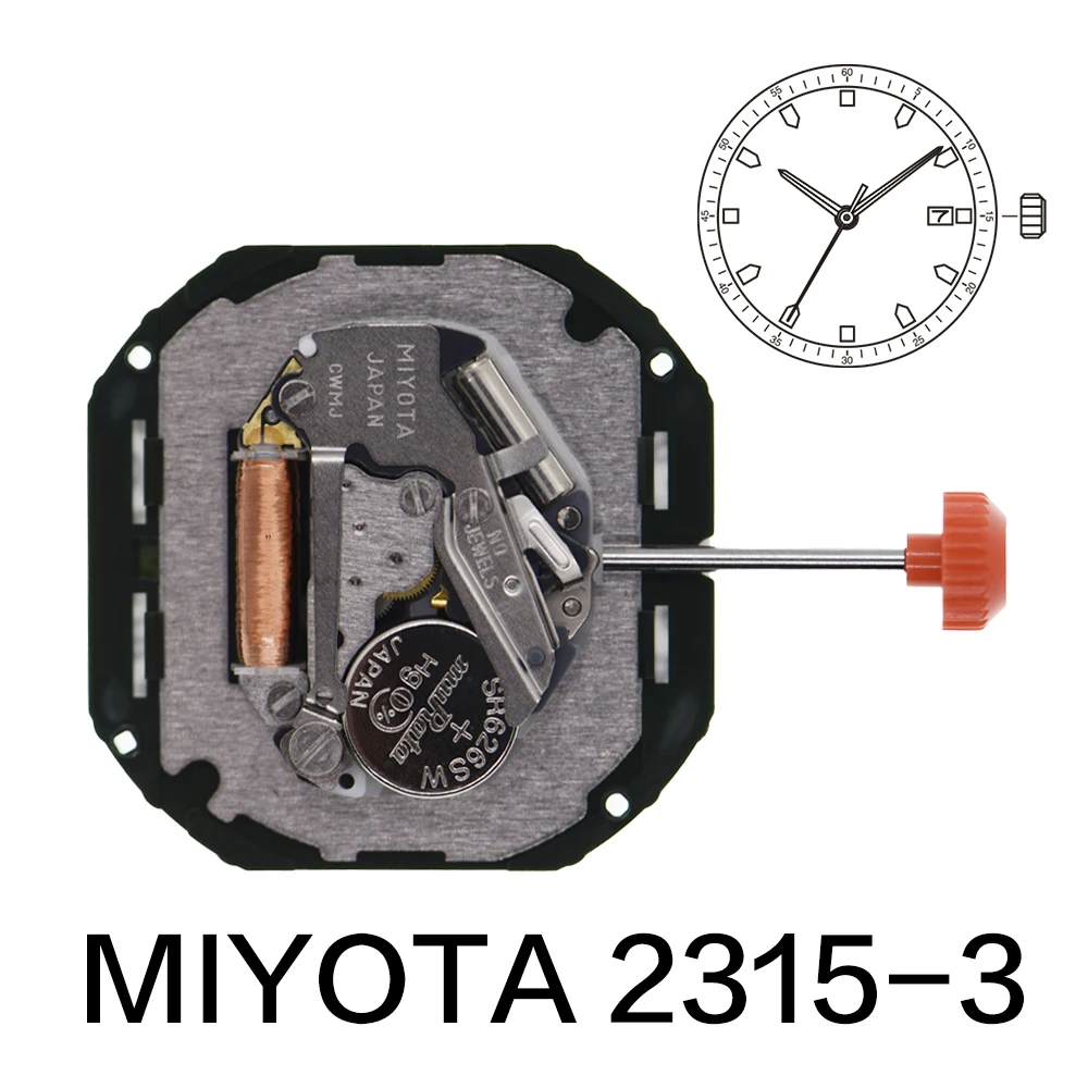 Miyota-reloj de cuarzo japonés con movimiento 2315, cronógrafo estándar con indicador de fecha, tres manos, calendario, piezas de repuesto de Metal
