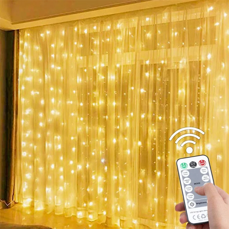 3M LED Curtain Garland on The Window USB Power Fairy Lights Festoon with Remote New Year Garland Led Lights Christmas Decoration