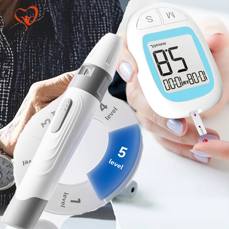 Kit Portátil de Medição de Glicose no Sangue, Monitor de Cetonas Dietéticas, 50 Tiras com Lancetas, Resultados Rápidos em 6s, Monitor de Açúcar no Sangue para Uso Doméstico