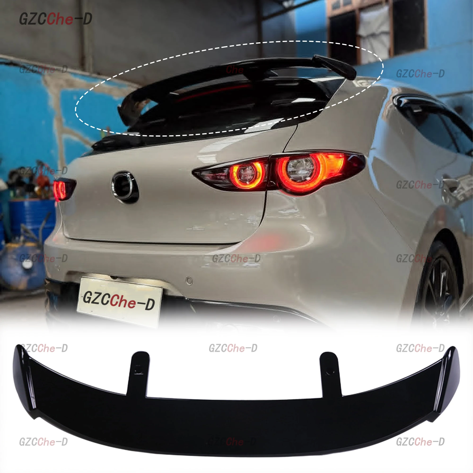 For 2014-2019 Mazda 3 Axela hatchback AE type rear spoiler ABS material rear roof diffuser tail wing kit decorative accessories
