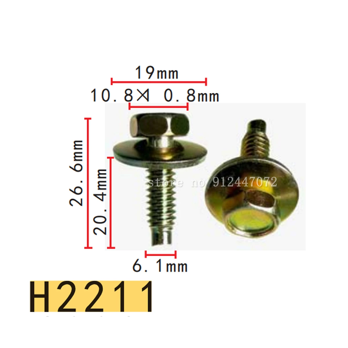 100x Hex Head Sems Body Bolt 1/4