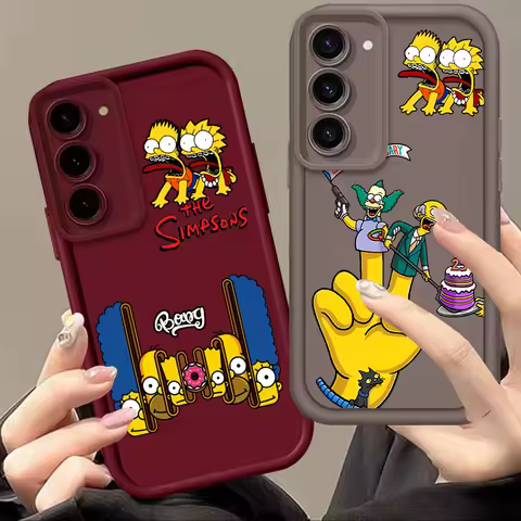 Disney The Simpsons Cartoon Art For Samsung Note 20 S24 S23 S22 S21 S20 Ultra Plus FE A25 A23 A22 A55 A35 5G Eye Ladder Cover