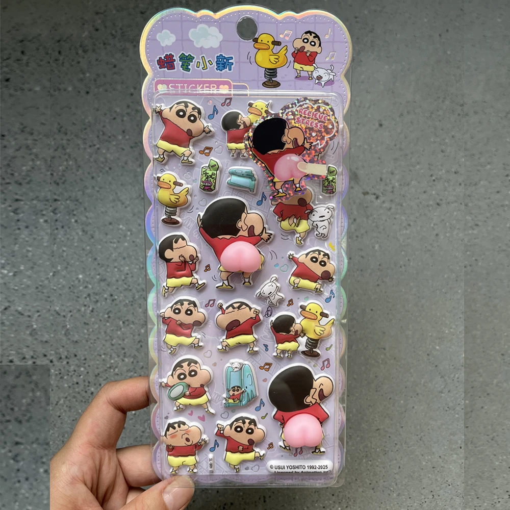 New Crayon Shin Chan Decompression Sticker Cute Cartoon Creativity Three-dimensional Foam Sticker Diy Phone Case Sticker
