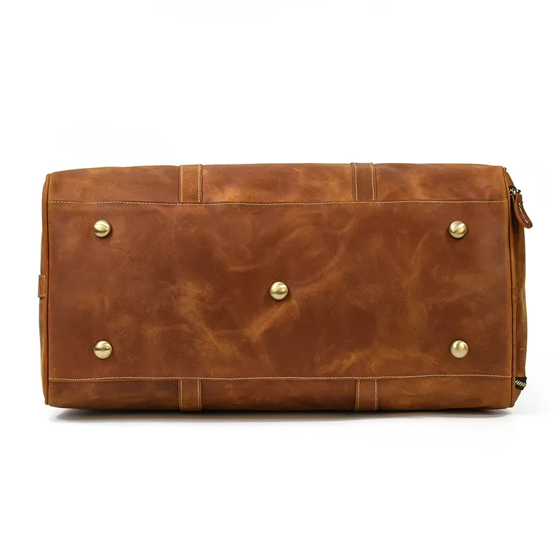 Real Leather Travel Bag Luggage Crazy-Horse Leather Hand Luggage Bag With Shoe Seat 22 Inch Large Capacity Travel Bag Handbag