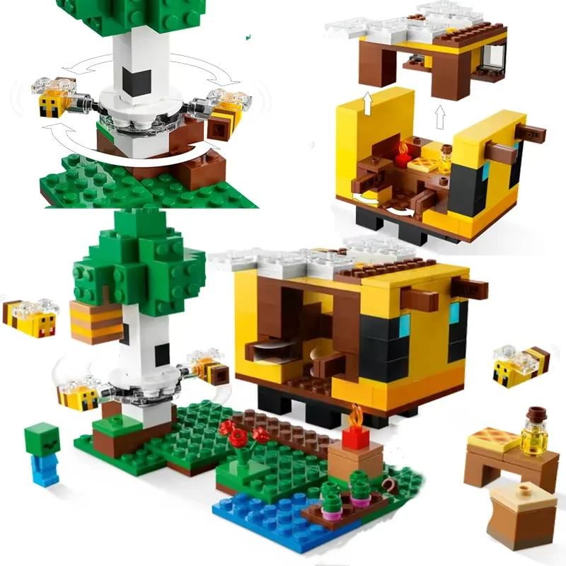 Compatible MOC Sets MC My Mini World Series Building Blocks  The Bee Cottage Bee House Children's Toys Assembling Gift