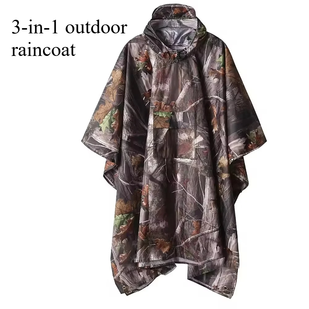 

Дождевик для кемпинга на открытом воздухе для взрослых, накидка, легкое камуфляжное плащ с капюшоном для выживания, походное плащ