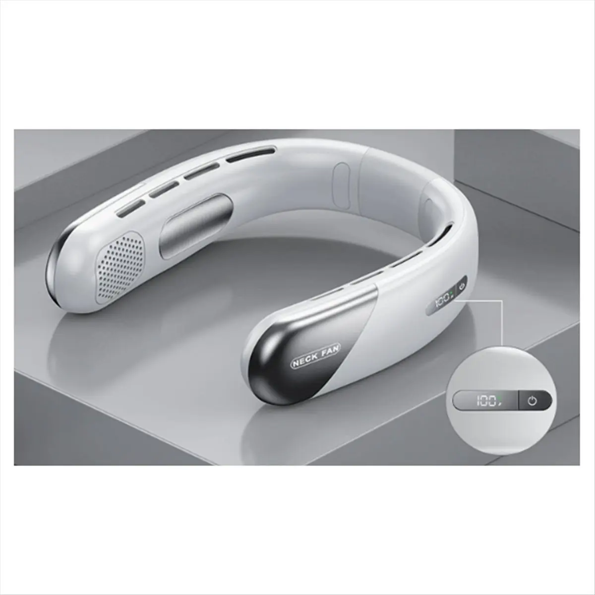 مروحة الرقبة كتم الصوت مروحة محمولة LED شاشة ديجيتال 5th Gear Wind مراوح كهربائية فائقة التحمل TEC تبريد مبرد الهواء #5