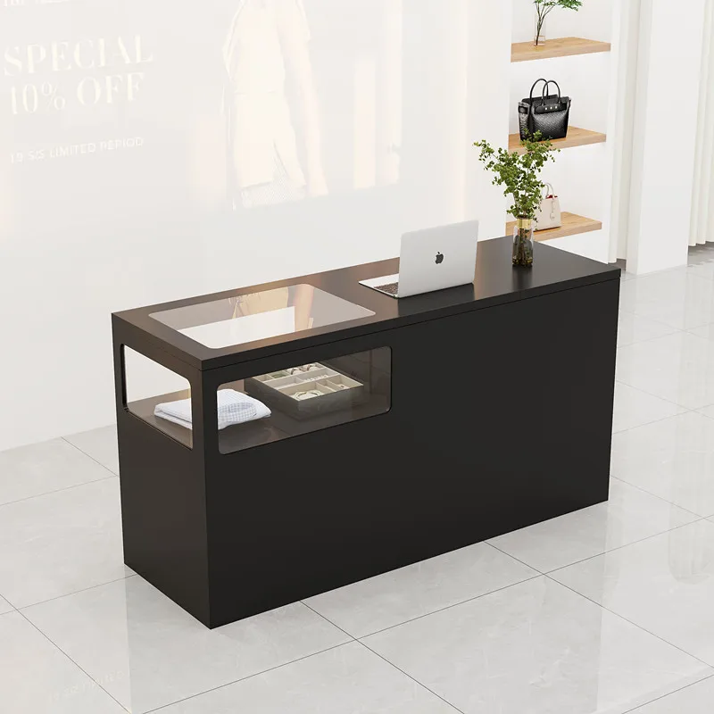 Aesthetic Black Reception Desks Salon Beauty Modern Luxury Specialty Reception Desk Commercial Events Empfangs Tresen Furniture