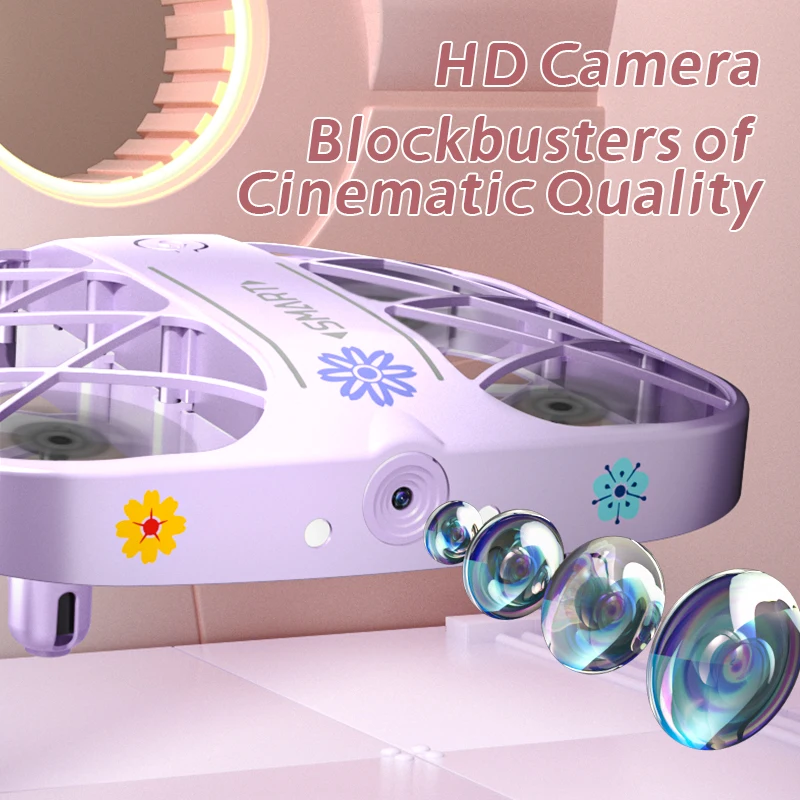 H107 Pink Mini Drone 8K High-definition Aerial Photography Remote Control Plane Drone Small Quadcopters Toy for Boys Girls Gift