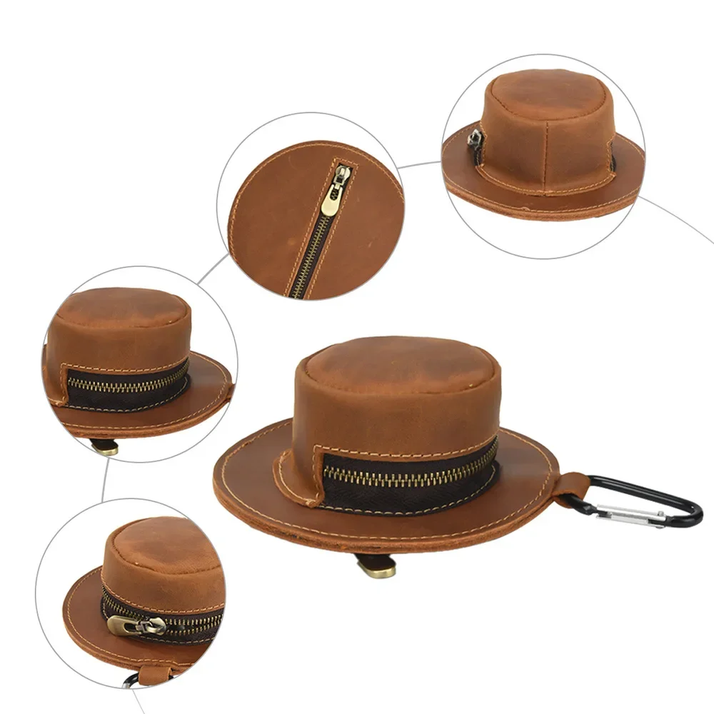 Dompet Koin Berbentuk Topi Lucu Tempat Koin Gesper Pendakian Gunung Gantung Pinggang Kulit Asli Kantong Koin Lucu Tahan Lama untuk Sekolah