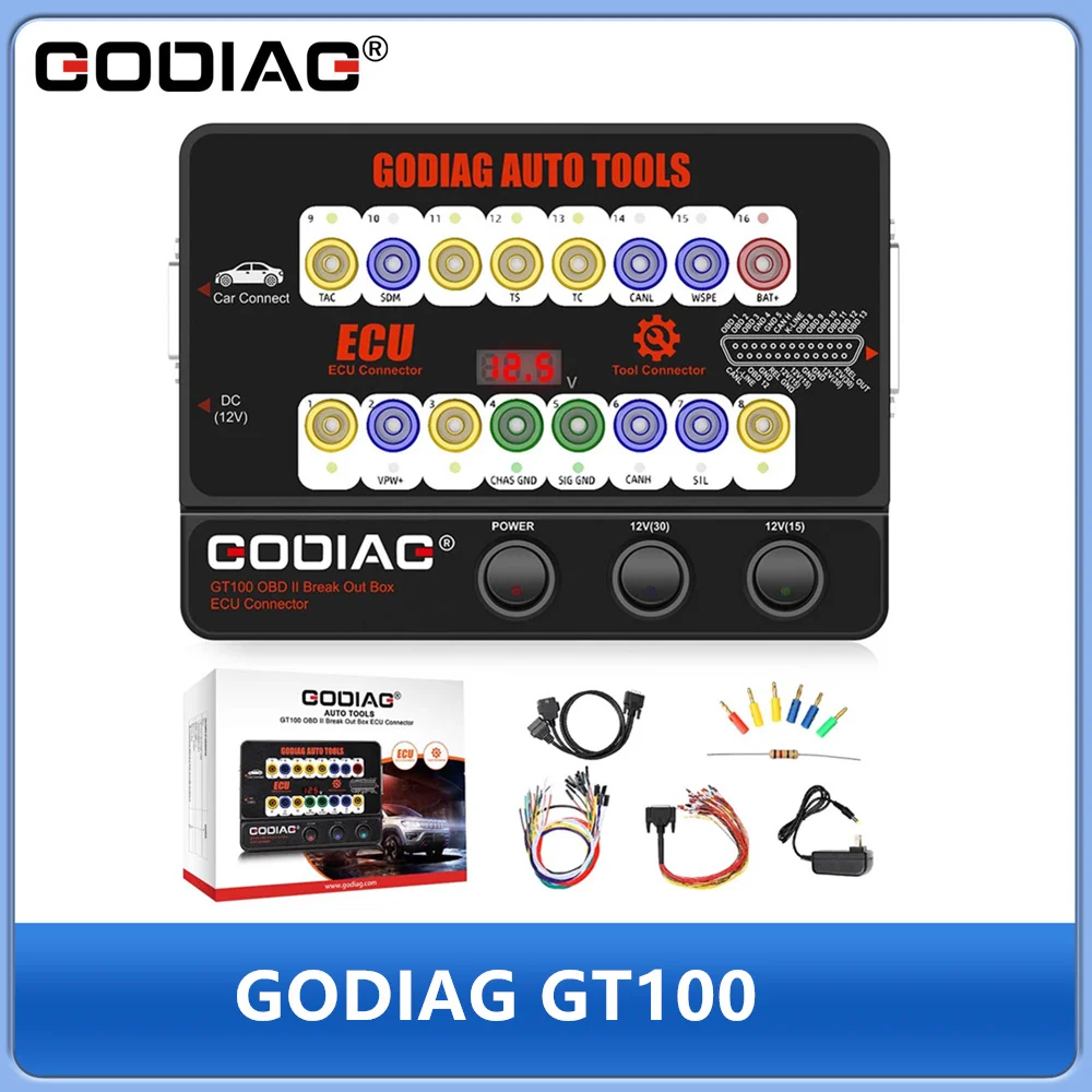 

GODIAG GT100 Автоинструмент OBDII Break Out Box Платформа тестирования разъема ЭБУ для обнаружения связи протокола OBDII