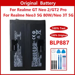 100% Genuine Original BLP887 Battery For Realme GT Neo2 GT2 Pro RMX3370 RMX3301 RMX3300 Neo3 5G 80W Neo 3T 5G With Free Tools