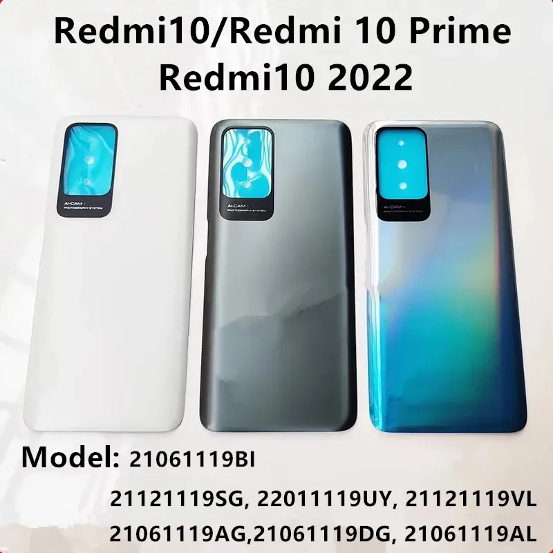 Redmi10 2021 2022 задняя крышка аккумулятора для Xiaomi Redmi 10/10 Prime задний корпус пластиковый корпус замена запасных частей для ремонта