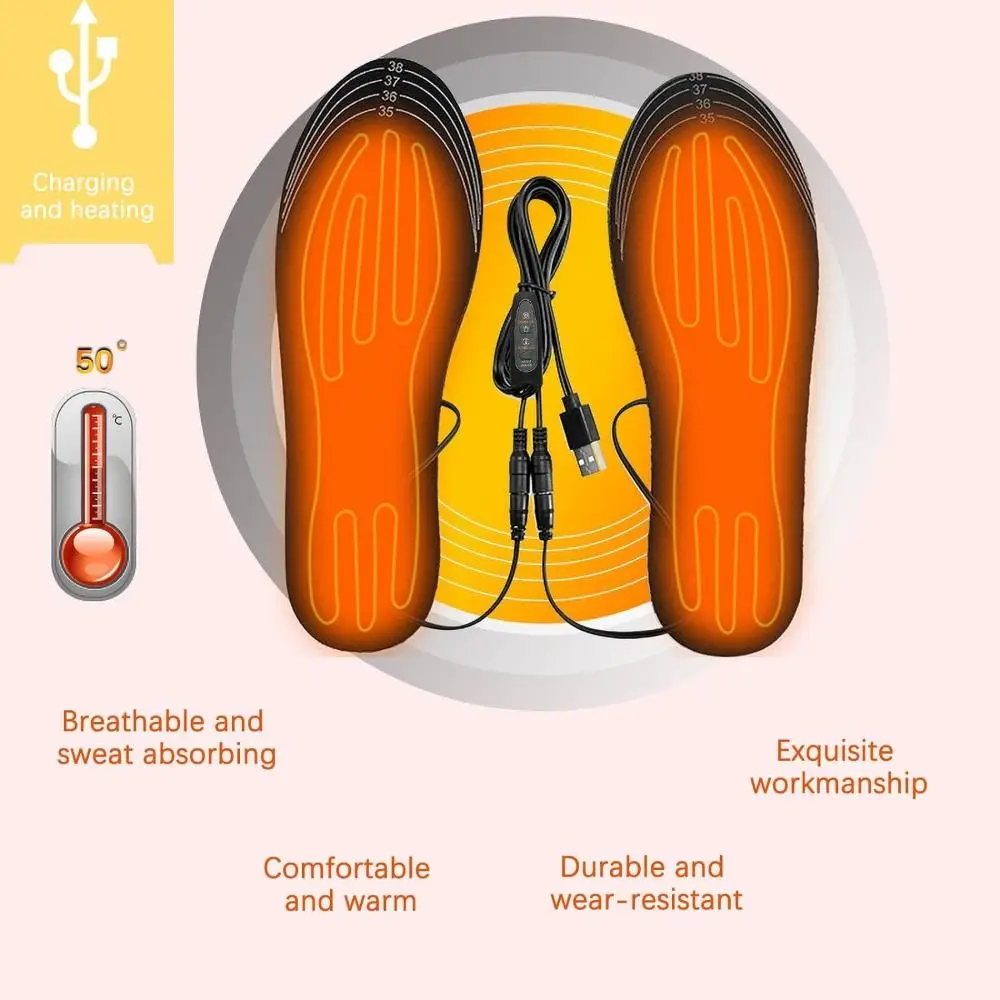 แผ่นรองรองเท้าให้ความอบอุ่นในฤดูหนาวสามารถซักได้ปรับอุณหภูมิได้แผ่นรองรองเท้าทำความร้อนไฟฟ้าแบบตัด USB ได้อุ่นเท้าใช้ได้ทั้งชายและหญิง