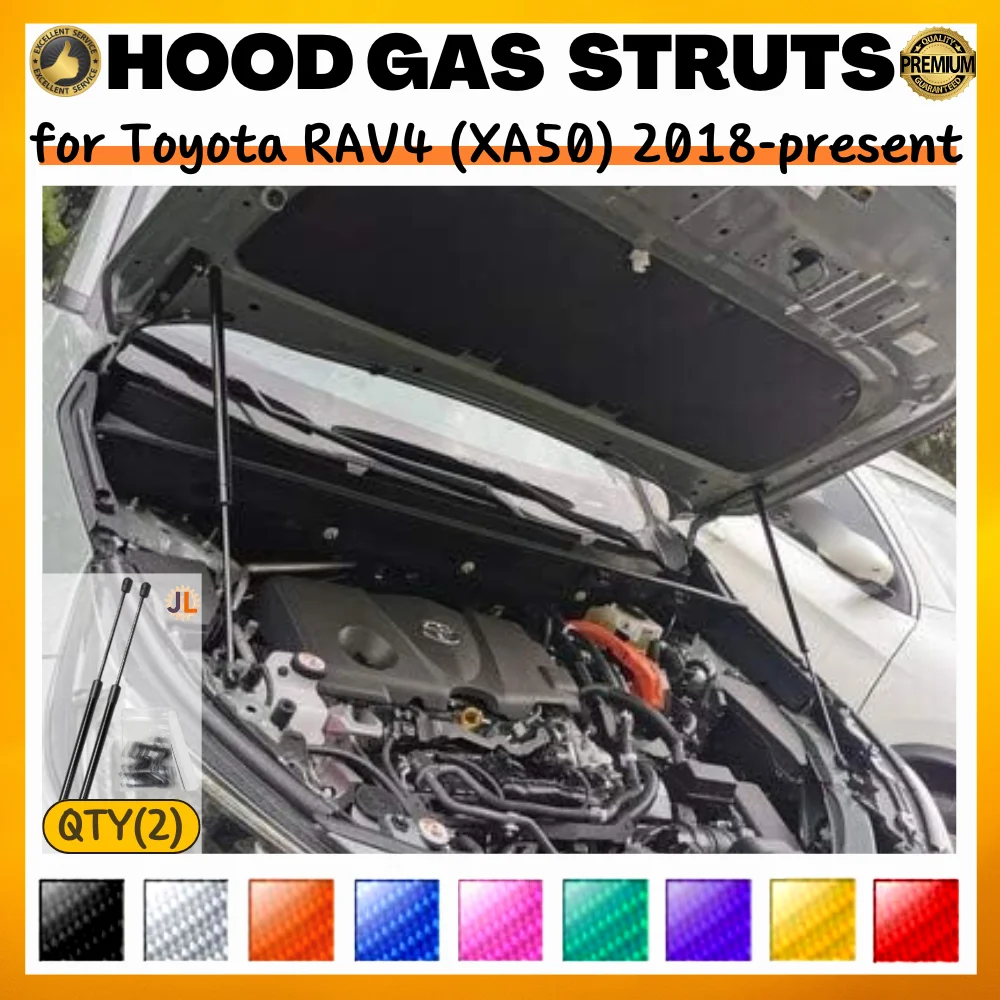 

Qty(2) Hood Struts for Toyota RAV4 (XA50) 2018-present Front Bonnet Modify Gas Springs Shock Absorbers Lift Supports Dampers