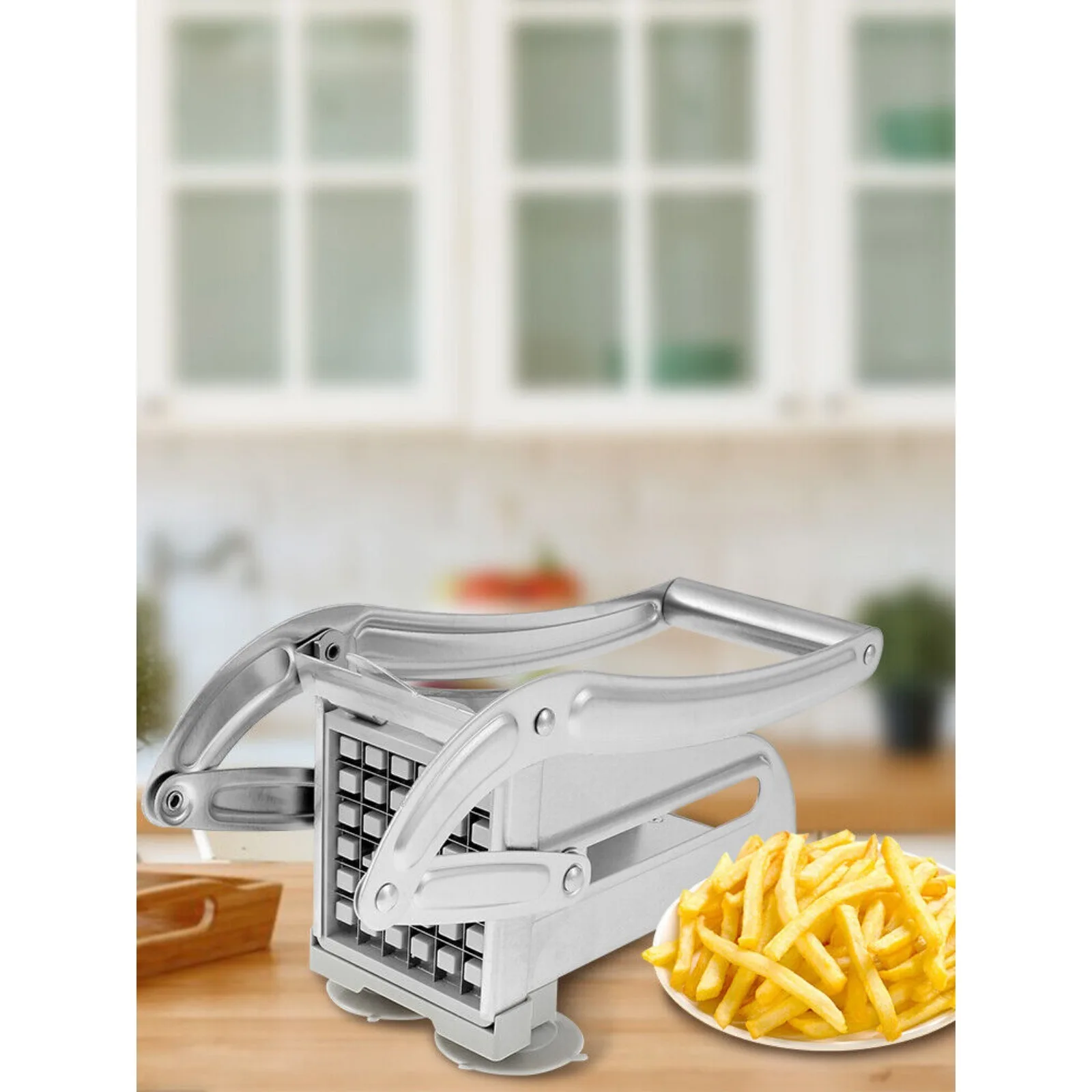 

US Stainless Steel Potato French Fry Cutter Vegetable Food Chopper Slicer 2 Blades