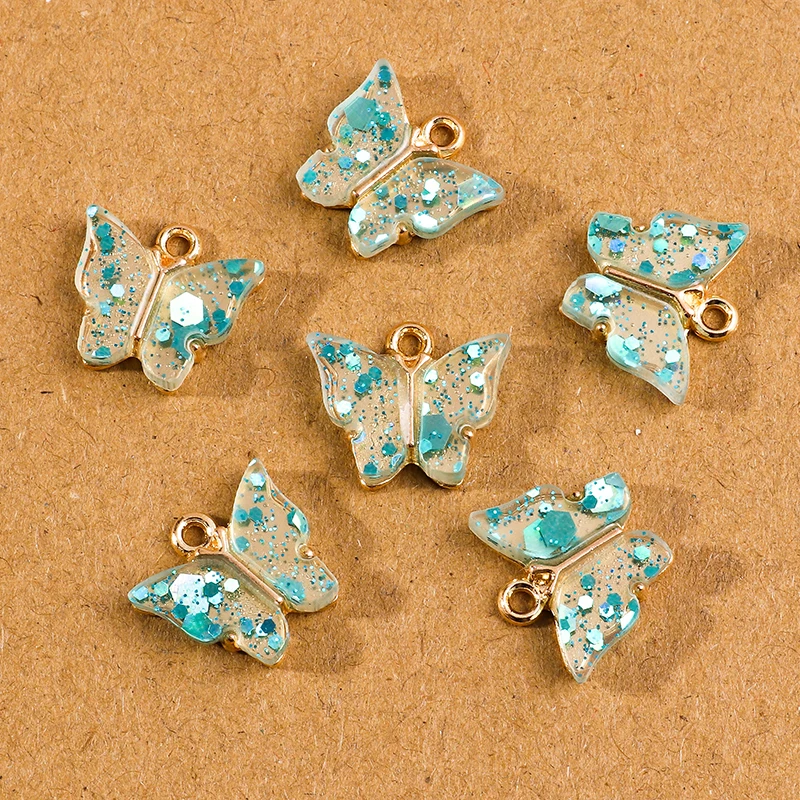 10 Stück 14*12mm Pailletten Schmetterling Charms Anhänger DIY Halskette Ohrringe Armband Schmuckherstellung Zubehör Zubehör – Detail 3