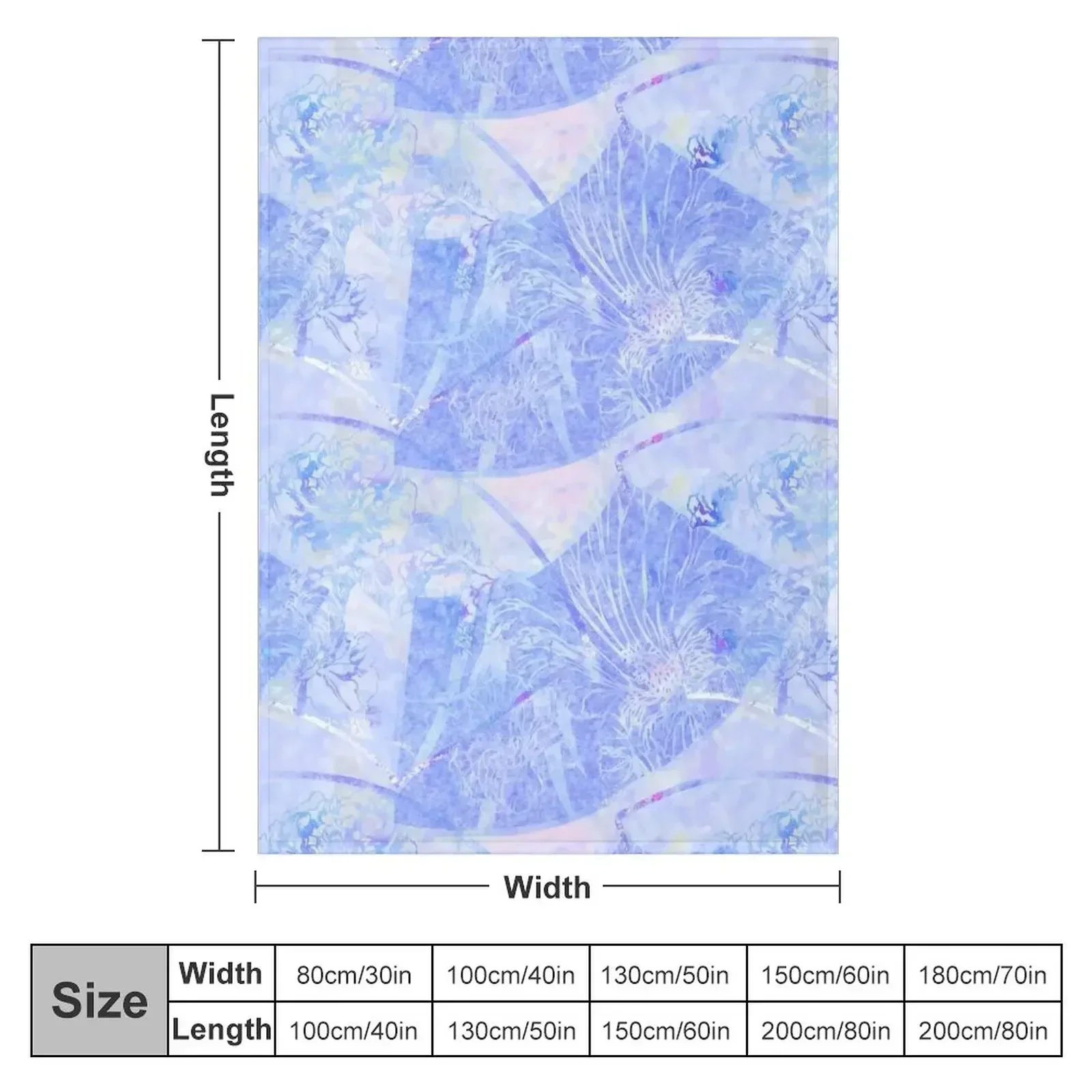 Peony Fans in pale blues and pinks RB Throw Blanket couch cozy soft plush fuzzy picnic outdoor blanket