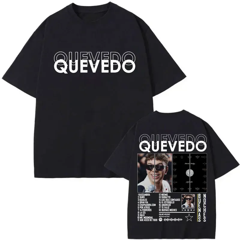 

Rapper QUEVEDO Buenas Noches Album Merch T-shirt High Quality Fashion Oversized T Shirt Men Women Casual Short Sleeve T-shirts