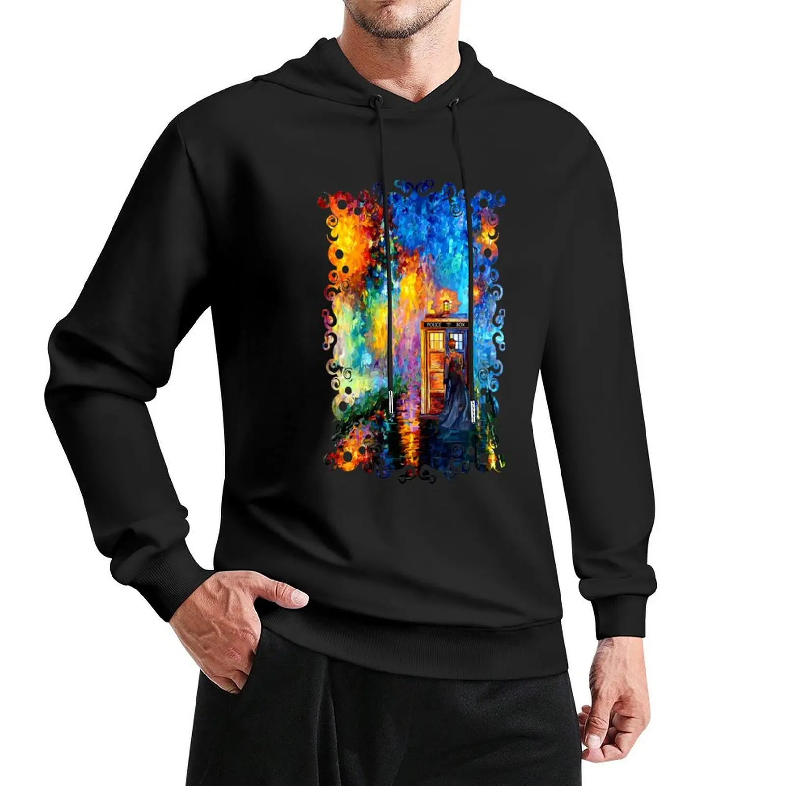 Mysterious Man at beautiful Rainbow Place Pullover Hoodie clothes for men korean clothes hoodie streetwear