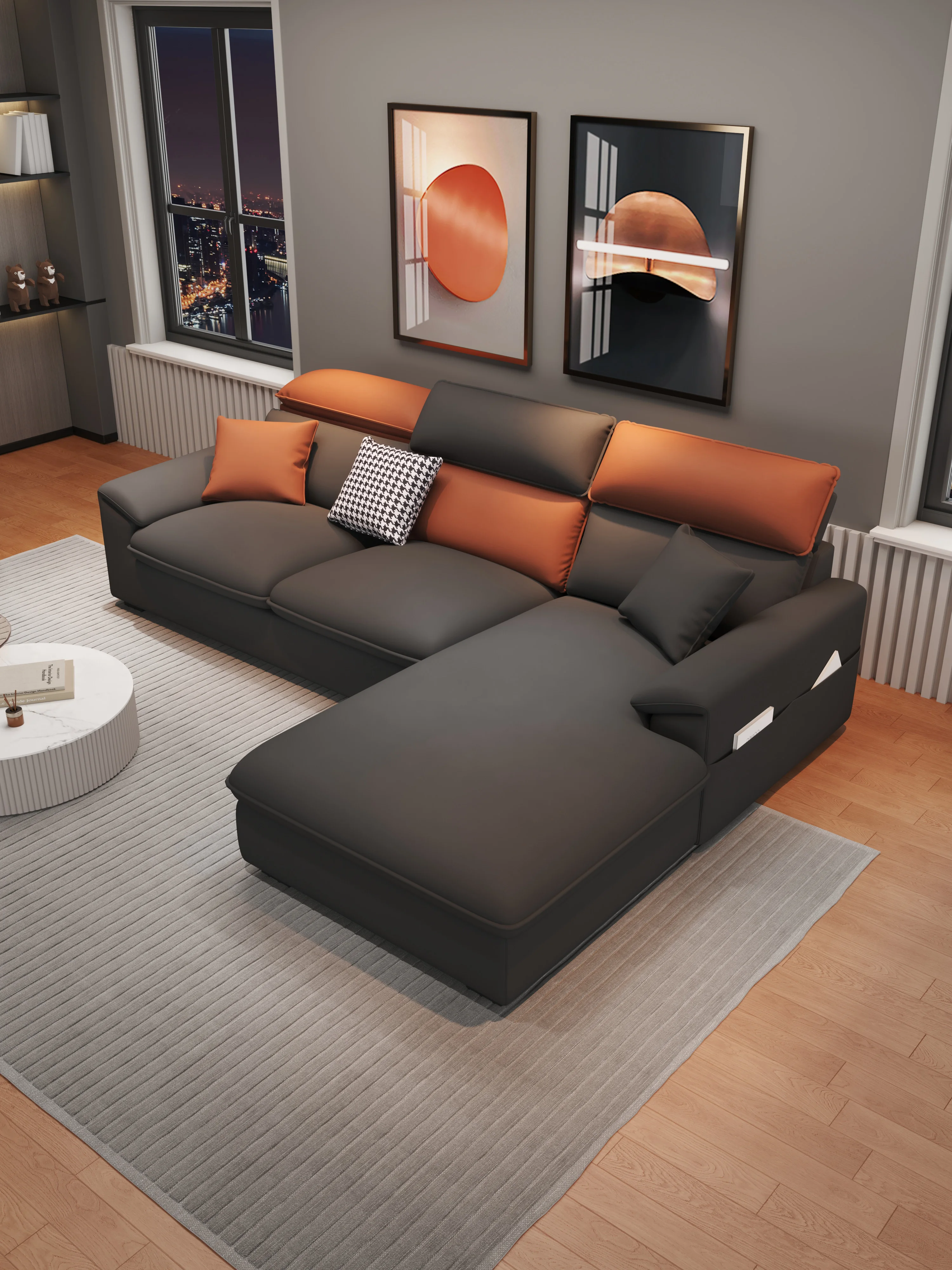 Casual modern family living room new arrival small apartment adjustable technical cloth sofa