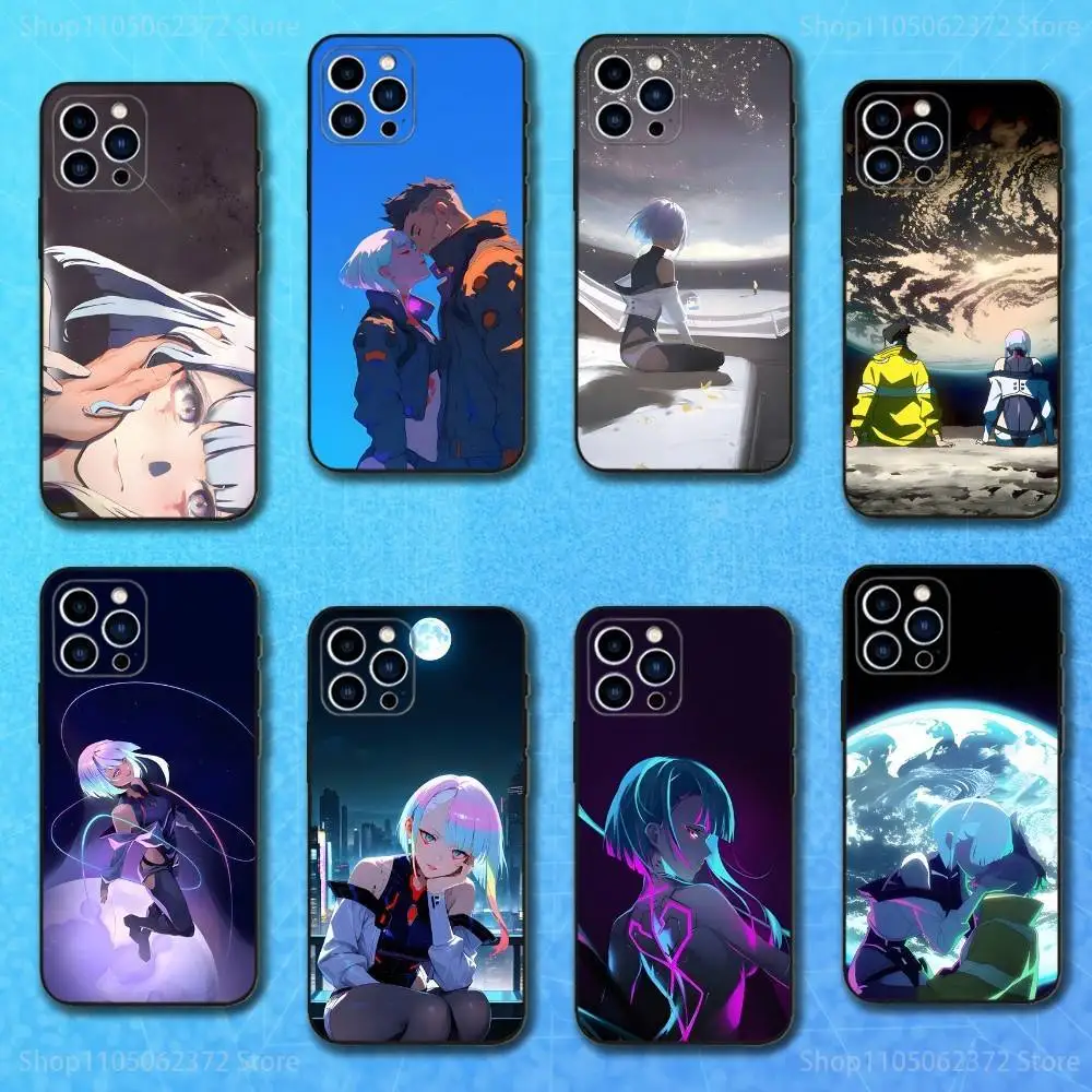 

E-Edgerunners C-Cyberpunk Phone Case For iPhone 16,15,14,13,12,11 Plus,Pro Max,XS,X,XR,SE,Mini,8,7,Soft Silicone Black Cover