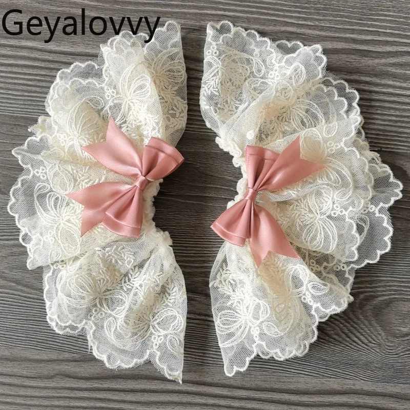 Mangas de brazo de encaje con lazo versátil para mujer, diseño Original japonés de Lolita, dulce y bonito, mangas postizas para boda