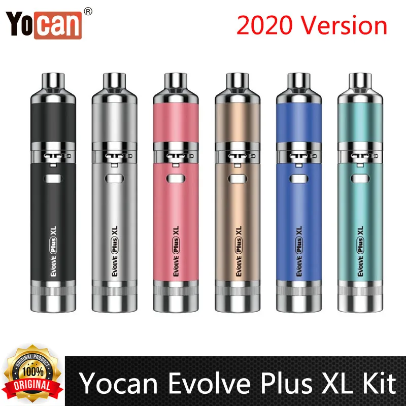 Original Yocan Evolve Plus XL Kit 1400mah Battery 25W Quad Quartz Coil Adjustable Airflow With Wax Jar Wax Vaporizer Vape Pen